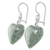 Jade dangle earrings, 'Mayan Heart in Green' - Green Heart Shaped Jade Silver Dangle Earrings Guatemala (image 2e) thumbail