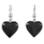 Jade dangle earrings, 'Mayan Heart in Black' - Black Heart Shaped Jade Silver Dangle Earrings Guatemala (image 2a) thumbail
