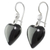 Jade dangle earrings, 'Mayan Heart in Black' - Black Heart Shaped Jade Silver Dangle Earrings Guatemala (image 2e) thumbail