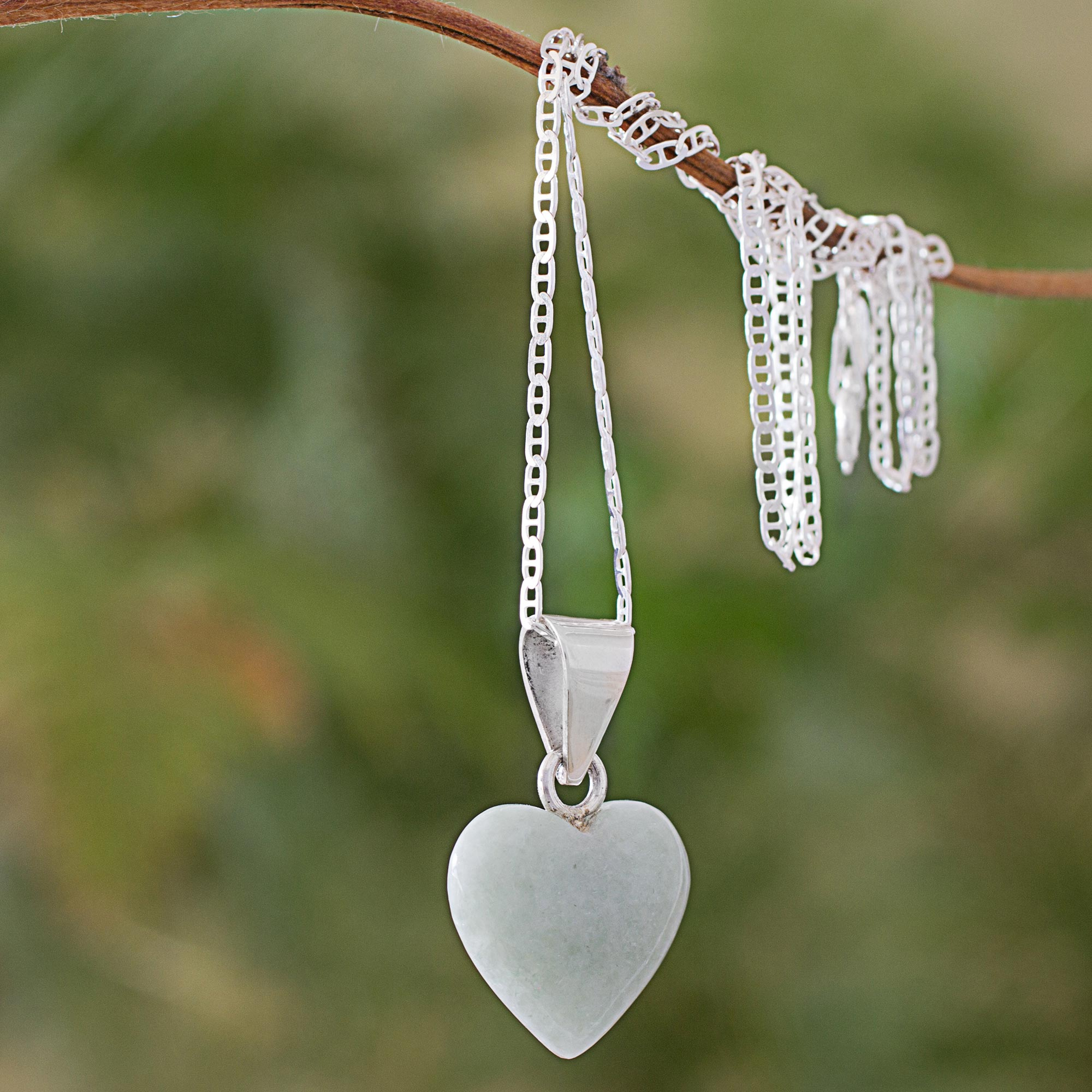 UNICEF Market | Jade Sterling Silver Heart Shape Pendant Necklace ...