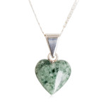 Jade pendant necklace, 'Mayan Heart in Light Green' - Light Green Jade Silver Heart Pendant Necklace Guatemala
