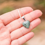Jade pendant necklace, 'Mayan Heart in Light Green' - Light Green Jade Silver Heart Pendant Necklace Guatemala