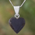 Jade pendant necklace, 'Mayan Heart in Black' - Black Jade Sterling Silver Heart Pendant Necklace Guatemala (image 2) thumbail