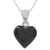 Jade pendant necklace, 'Mayan Heart in Black' - Black Jade Sterling Silver Heart Pendant Necklace Guatemala thumbail