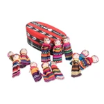 Cotton worry dolls, 'Country Beauties' (set of 12) - Twelve Cotton Worry Dolls with a Pinewood Box from Guatemala