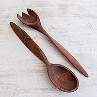 Featured review for Mahogany wood salad servers, Twist of Nature