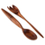 Mahogany wood salad servers, 'Twist of Nature' - Hand Carved Mahogany Wood Spoon and Fork Salad Servers