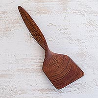 Mahogany wood spatula, 'Twist of Nature' - Nicaraguan Artisan Crafted Square Spatula Natural Wood Color