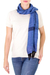 Cotton scarf, 'Mesmerizing Cobalt' - Dark and Light Blue Cotton Scarf Hand Woven in Guatemala thumbail