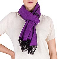 Cotton scarf, 'Mesmerizing Lavender'