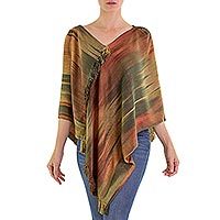 Rayon poncho, 'Ethereal Ginger'