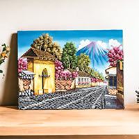 'Calle de las Animas II' - Signed Painting in Oils of a Guatemalan Town