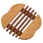 Cedar wood trivet, 'Sweet Apple' - Cedar Wood Trivet Apple Shape from Guatemala