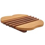 Cedar wood trivet, 'Sweet Apple' - Cedar Wood Trivet Apple Shape from Guatemala