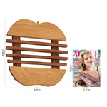 Cedar wood trivet, 'Sweet Apple' - Cedar Wood Trivet Apple Shape from Guatemala