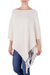 Cotton poncho, 'Spontaneous Style in Ivory' - Cotton Poncho with Fringe Ivory Color from Guatemala thumbail