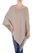 Cotton poncho, 'Spontaneous Style in Khaki' - Cotton Poncho with Fringe Beige Colored from Guatemala (image 2b) thumbail