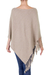 Cotton poncho, 'Spontaneous Style in Khaki' - Cotton Poncho with Fringe Beige Colored from Guatemala (image 2d) thumbail