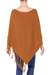 Cotton poncho, 'Spontaneous Style in Sepia' - Gingerbread Color Cotton Poncho with Fringe (image 2d) thumbail