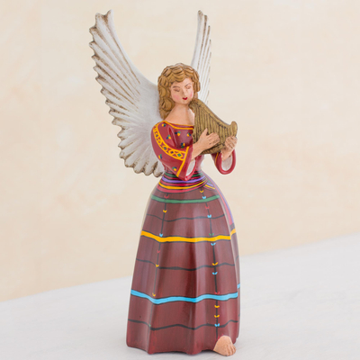 Ceramic figurine, 'Angel from San Rafael Petzal' (11 inch) - Handcrafted Angel Ceramic Sculpture 11.75 Inches Tall