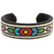 Beaded cuff bracelet, 'Pacific Flower' - Glass Beaded Cuff Bracelet Hexagon Motif from El Salvador