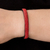Beaded cuff bracelet, 'Beautiful Horizon in Scarlet' - Glass Beaded Cuff Bracelet in Solid Scarlet from El Salvador
