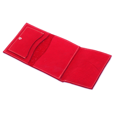 Leather wallet, 'Lively Culture in Paprika' - Geometric Leather Wallet in Paprika from Nicaragua