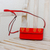 Leather sling, 'Madrone in Scarlet' - Bright Scarlet Leather Sling Bag Handmade in Nicaragua thumbail