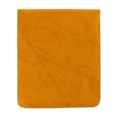 Leather portfolio, 'Lines of Time' - Handcrafted Leather Portfolio in Sunrise from Nicaragua