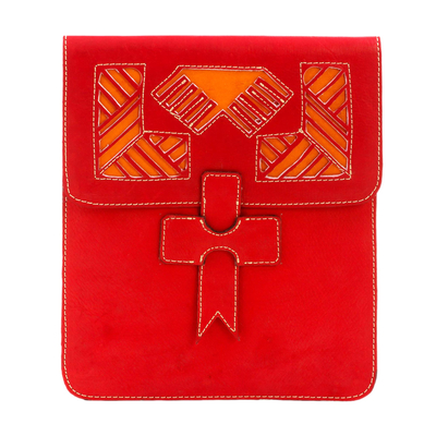 Handcrafted Leather Portfolio in Paprika from Nicaragua