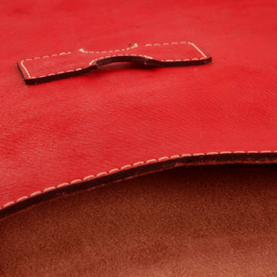 Leather portfolio, 'Historic Patterns' - Handcrafted Leather Portfolio in Paprika from Nicaragua