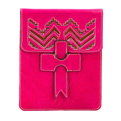 Handcrafted Leather Portfolio in Cerise from Nicaragua