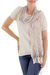 Cotton scarf, 'Subtle Illusion' - Hand Woven Recycled Cotton Scarf Champagne from Guatemala thumbail