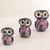 Ceramic sculptures, 'Wisdom and Luck in Lavender' (set of 3) - Lavender Ceramic Owl sculptures Set of 3 from Guatemala