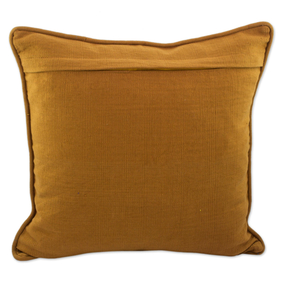 Cotton cushion cover, 'Mountain Sun' - Chili Suns Chocolate Birds on Cinnamon Cotton Cushion Cover