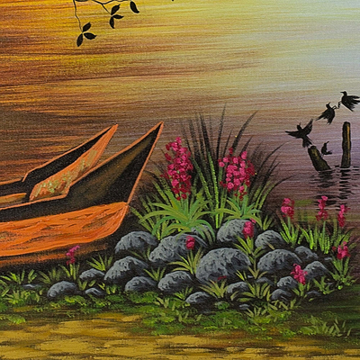 'Atitlan Landscape' - Original Painting of a Lake and Mountains from Guatemala