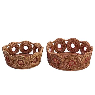 Hand Made Pine Needle Decorative Baskets from Guatemala