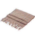 Cotton Scarf, 'Subtle Textiles on Grey' - Artisan Designed and Crafted Cotton Scarf