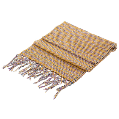 Cotton scarf, 'Subtle Earth Textiles' - Artisan Designed and Crafted Cotton Scarf