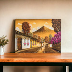 'San Francisco in Sepia' - Nostalgic Oil Painting of Antigua in Sepia and Fuchsia