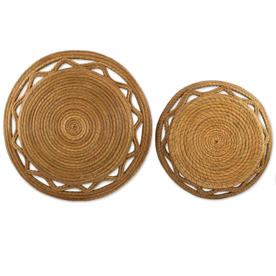 Pine needle baskets, 'Natural Details' (pair) - Hand Made Pine Needle Baskets (Pair) from Guatemala