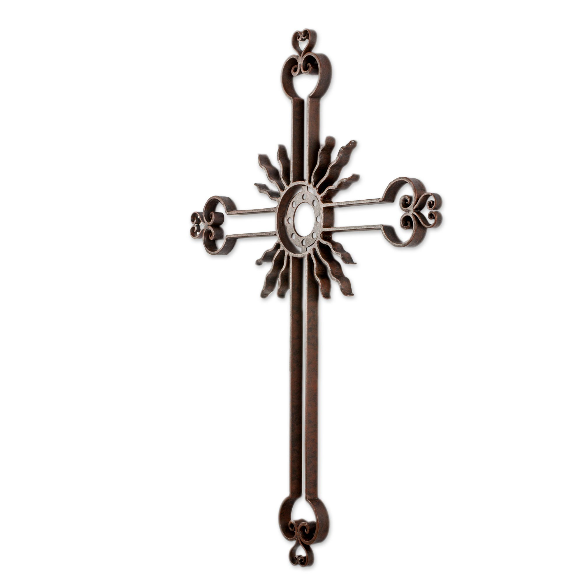 Openwork Sun Cross Antiqued Iron from Guatemala - Light of the Path ...