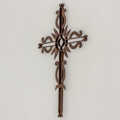 cruz de pared de hierro - Cruz decorativa de hierro envejecido de Guatemala