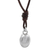 Fine silver pendant necklace, 'Shimmering Egg' - Fine Silver Guatemalan Pendant Necklace with Leather Cord