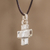 Anhänger-Halskette aus Feinsilber, 'Faithful Dependance - Guatemaltekische Halskette aus Feinsilber und Leder mit Kreuzanhänger
