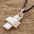 Fine silver pendant necklace, 'Faithful in All' - Guatemalan Fine Silver and Leather Cross Pendant Necklace