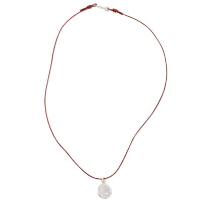 Fine Silver and Leather Fingerprint Necklace from Guatemala