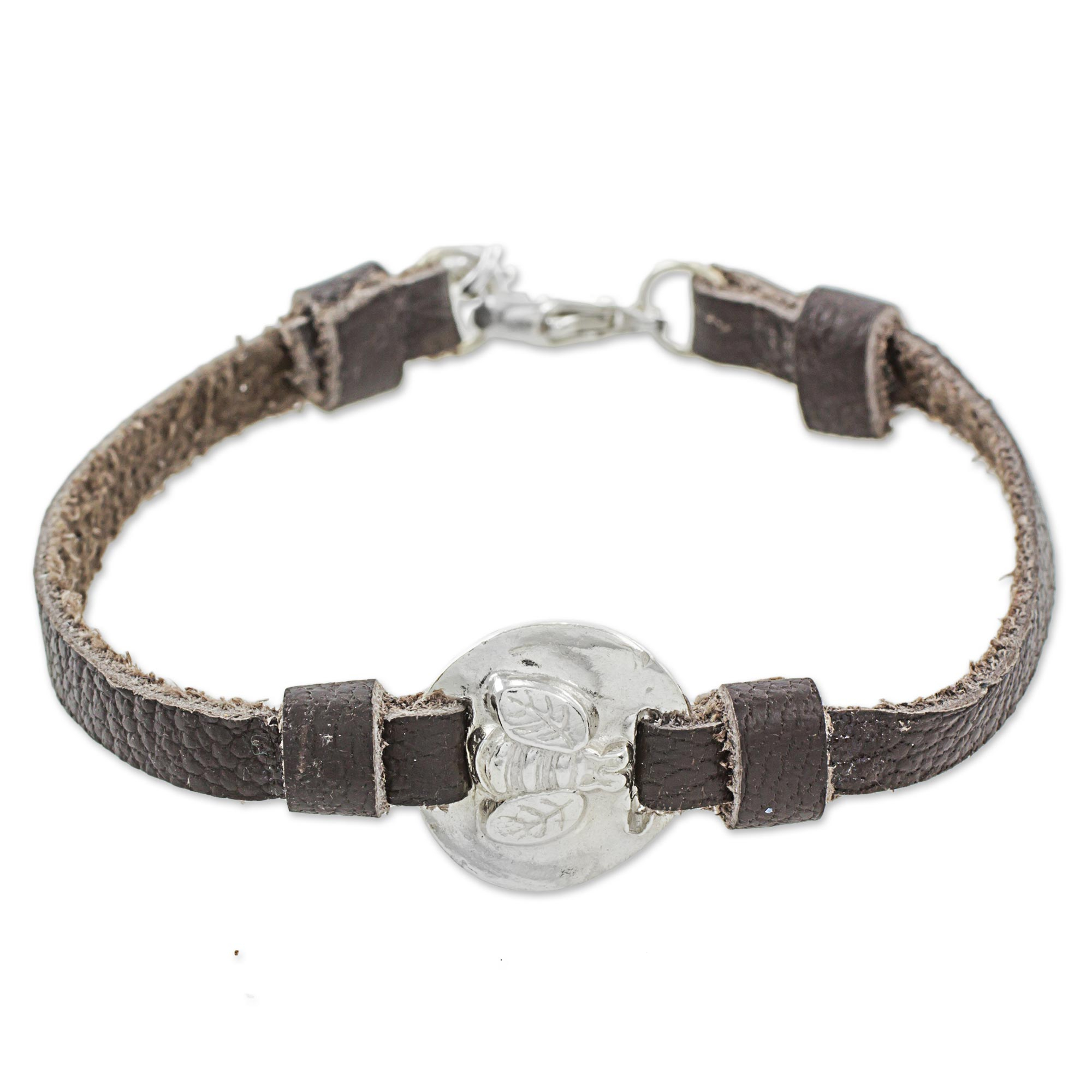 UNICEF Market  Sterling Silver and Leather Wristband Bracelet