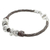Silver and leather wristband bracelet, 'Silver Love in Brown' - 999 Silver Brown Pendant Wristband Bracelet from Guatemala