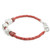 Silver and leather wristband bracelet, 'Silver Love in Red' - 999 Silver Red Leather Pendant Wristband Bracelet Guatemala (image 2d) thumbail